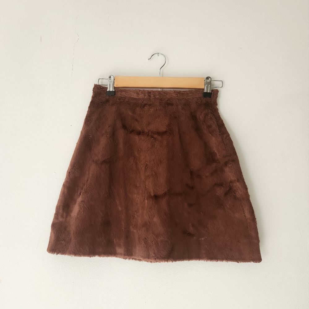 Dolce & Gabbana Faux Fur Shirling Mini Skirt Brown 0-2